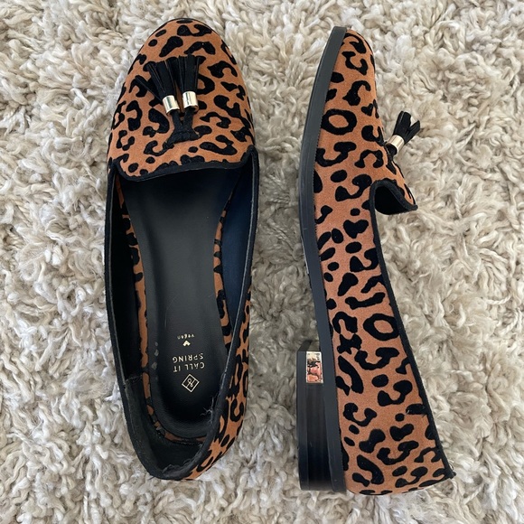 Call It Spring vegan cheetah print loafers with gold details, size 6. Worn 2x - Picture 3 of 9